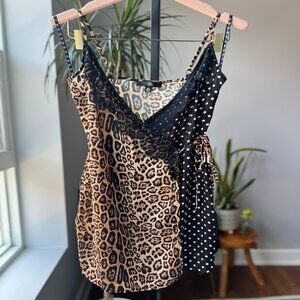 Missguided Polka Dot & Leopard Print & Lace Mini Wrap Dress